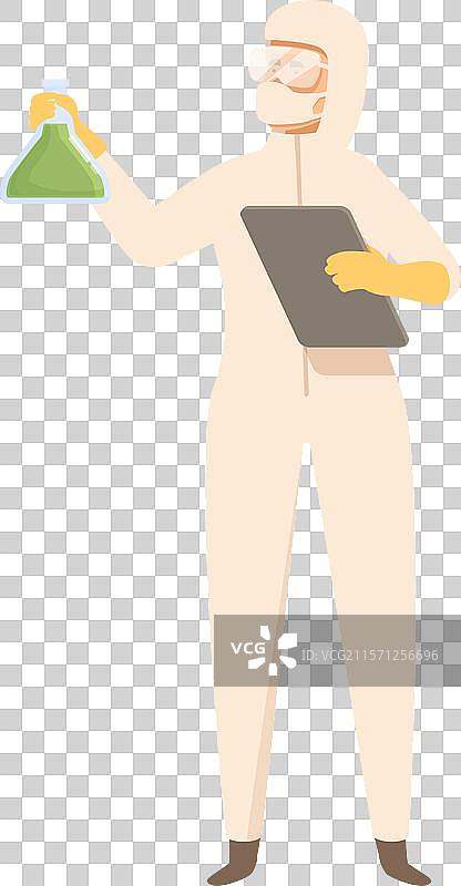 穿着防护服的科学家手持试管图片素材