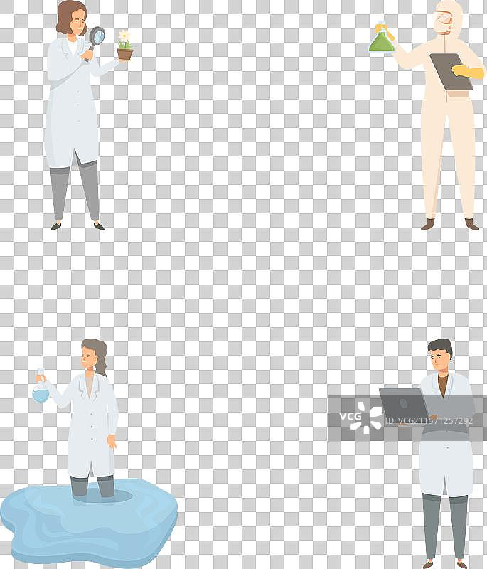 一组卡通科学家在进行各种活动图片素材