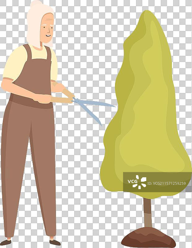 老年女性园丁修剪树木图片素材