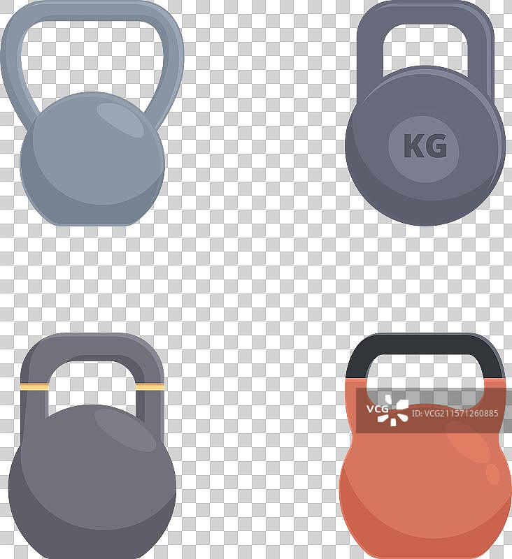 各种风格的壶铃图标集图片素材