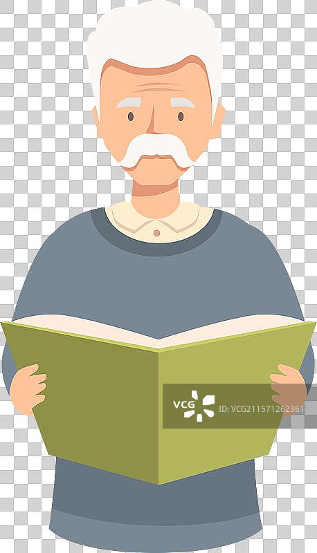 老年人享受阅读一本书图片素材