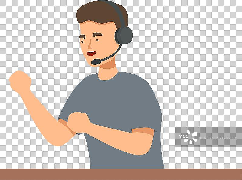 呼叫中心操作员正在使用耳机通话图片素材