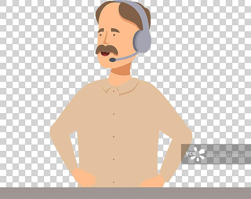 自信的呼叫中心客服代表佩戴耳机图片素材