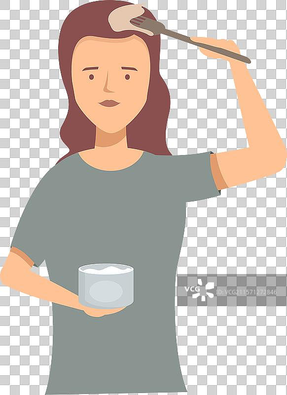 女性在家用刷子和碗染发图片素材