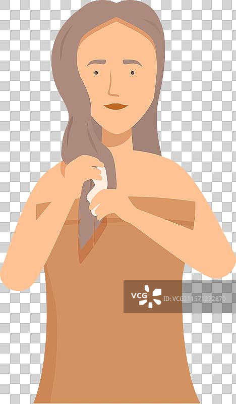女人在洗澡后涂抹护发素图片素材