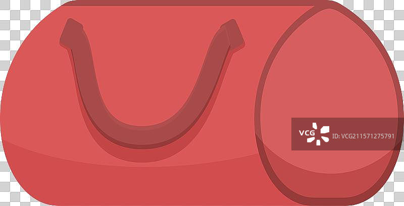 红色圆柱形运动包水平放置着图片素材