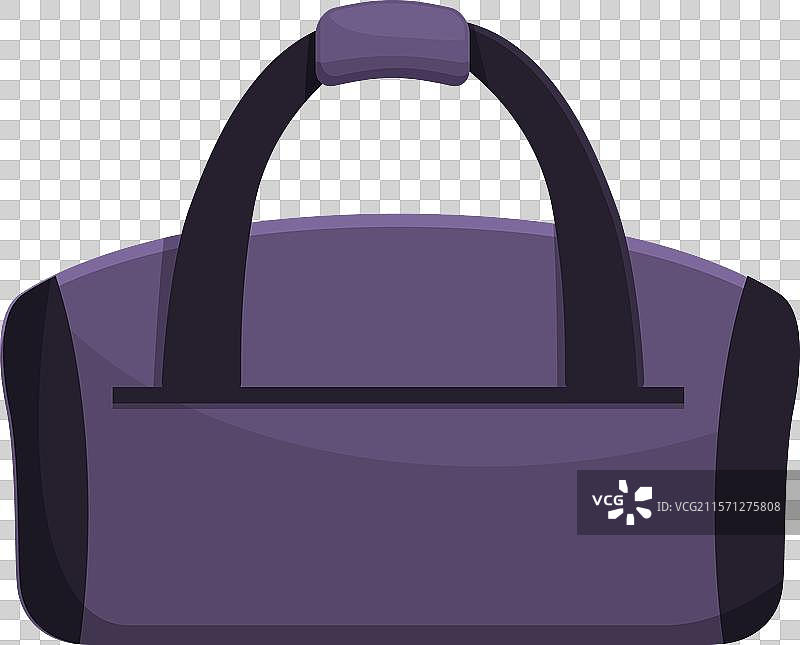 大紫色运动包，黑色手柄，平放着图片素材