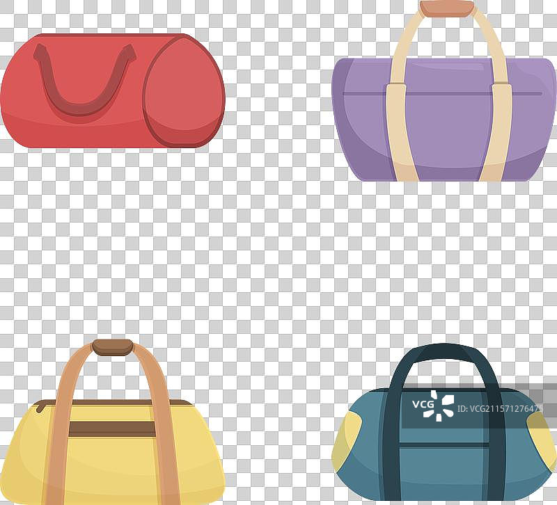 色彩缤纷的旅行袋组合，孤立在背景上图片素材