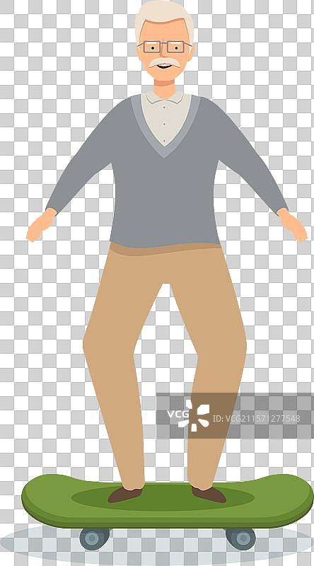 老年人快乐地滑板骑行图片素材