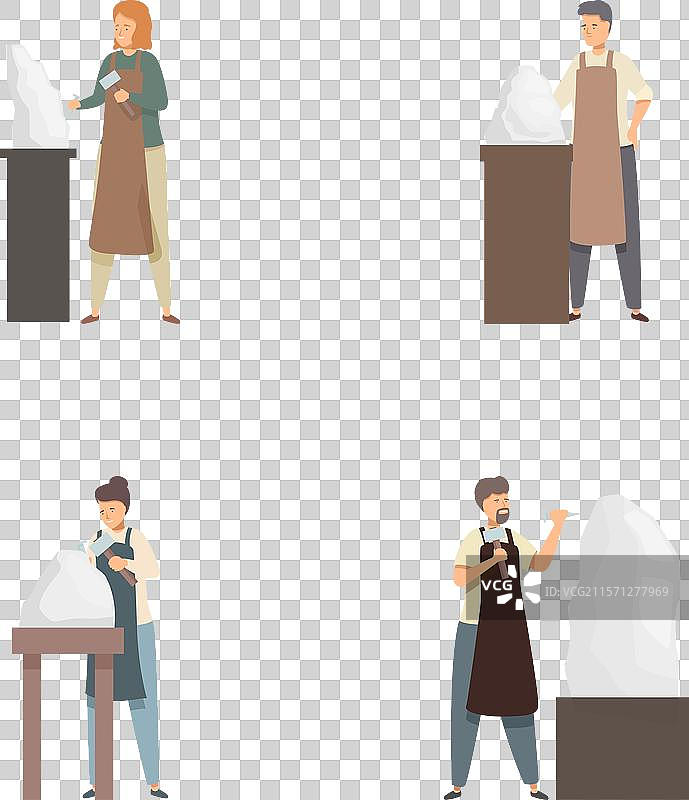 艺术家雕刻大理石雕像的场景图片素材