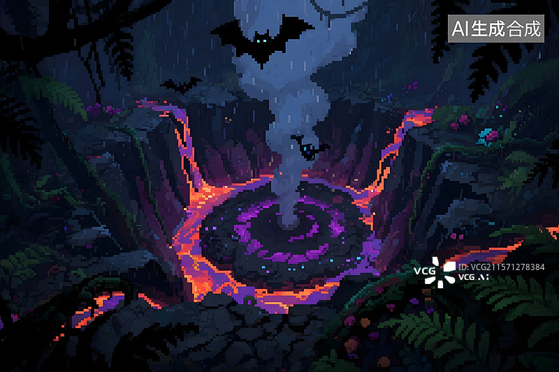 【AI数字艺术】热带雨林自然美丽风景与生物的插画图片素材