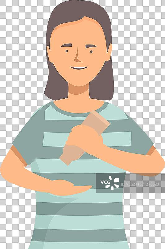 女性手持防晒霜瓶，宣传阳光。图片素材