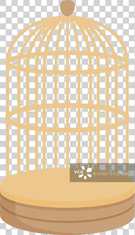 空鸟笼静静地放在木质表面上图片素材