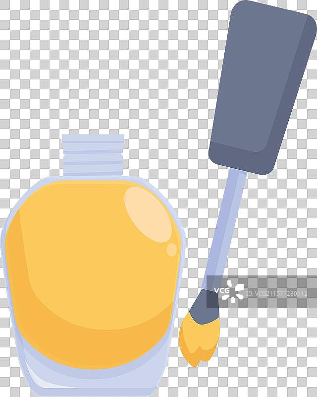 打开的黄色指甲油瓶，展示刷子。图片素材