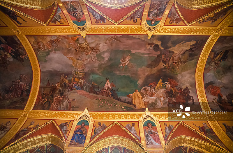 匈牙利布达佩斯多瑙河畔的国会大厦室内空间图片素材