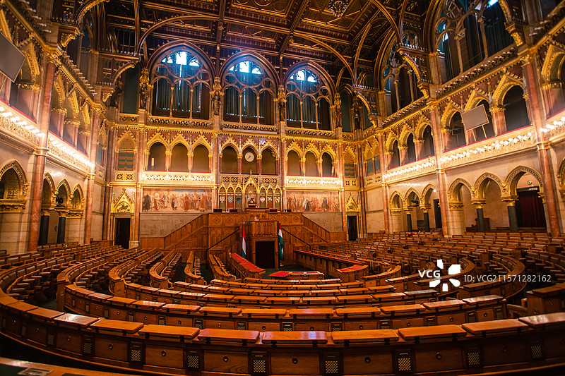 匈牙利布达佩斯多瑙河畔的国会大厦室内空间图片素材