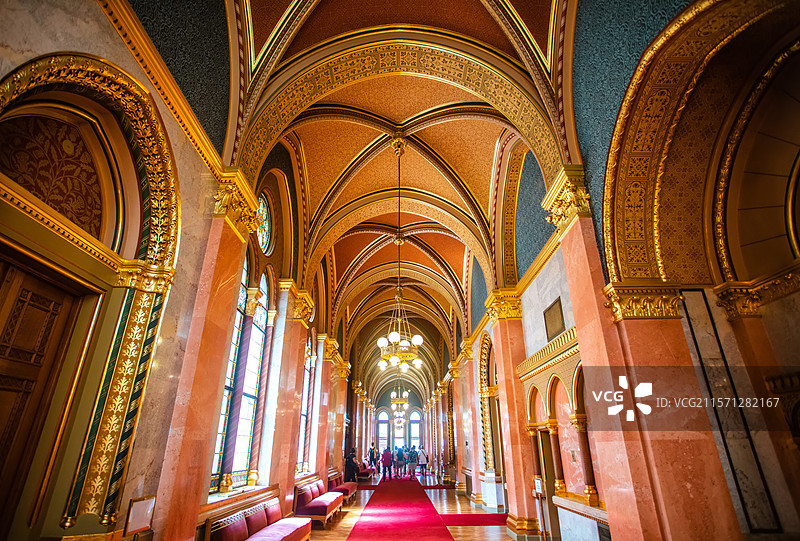 匈牙利布达佩斯多瑙河畔的国会大厦室内空间图片素材