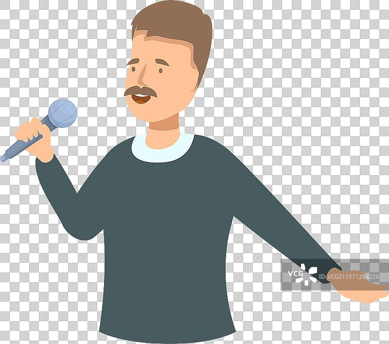 自信的演讲者手持麦克风进行演讲图片素材