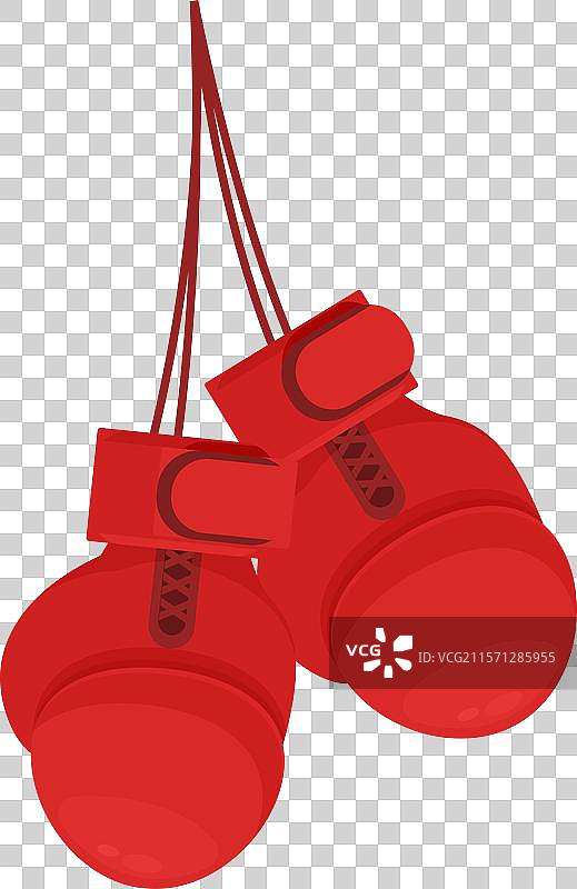 一双红色拳击手套挂在系带上图片素材