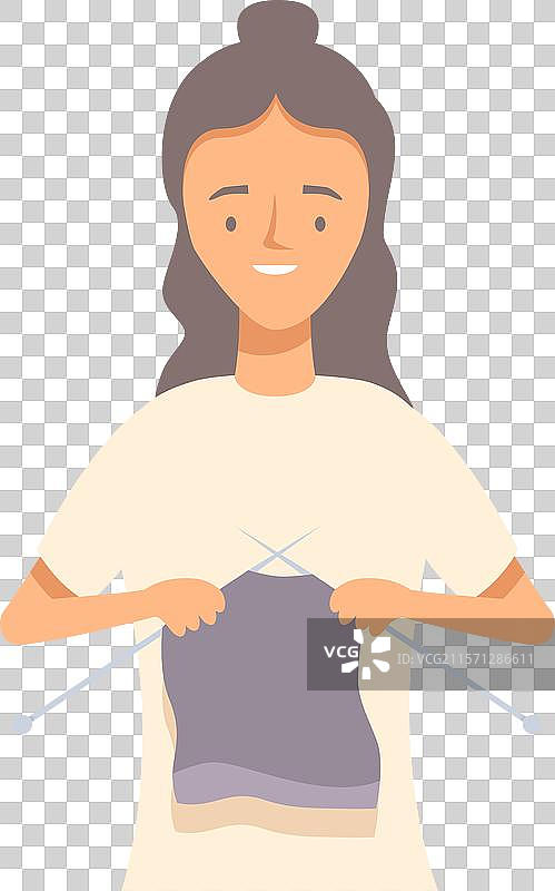 年轻微笑的女性用两根针编织图片素材