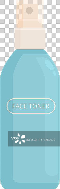 蓝色喷雾瓶的面部爽肤水直立放置图片素材