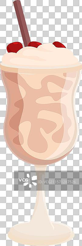 美味的奶昔，上面加有鲜奶油和图片素材