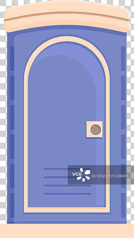 蓝色移动厕所独自矗立在白色背景上图片素材