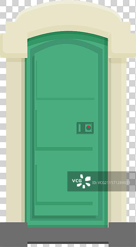 绿色便携式厕所立在混凝土基础上图片素材