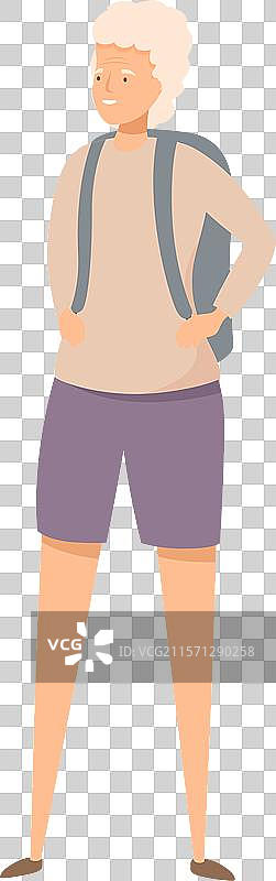 背包准备好的老年女性游客站着图片素材