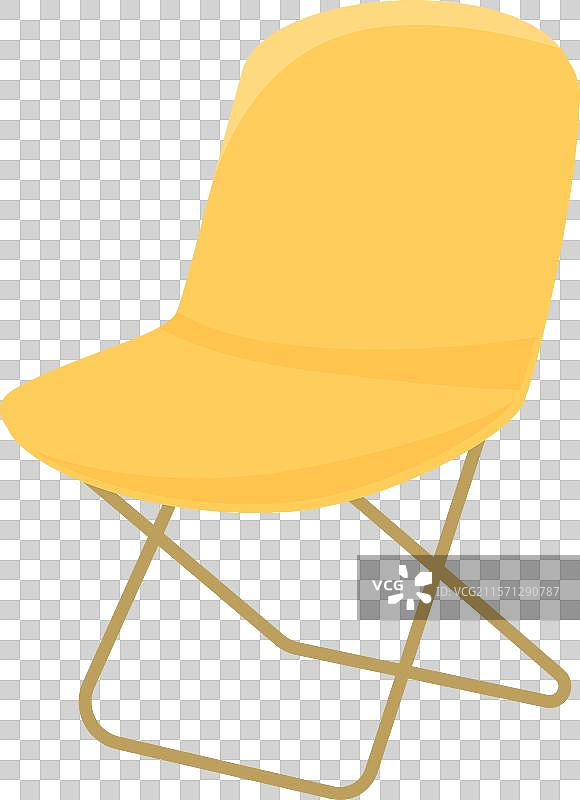 黄色折叠椅子放在白色背景上图片素材