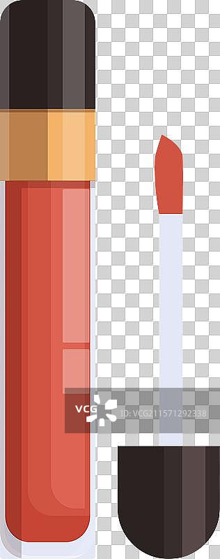 红色唇彩与涂抹器一起展示图片素材