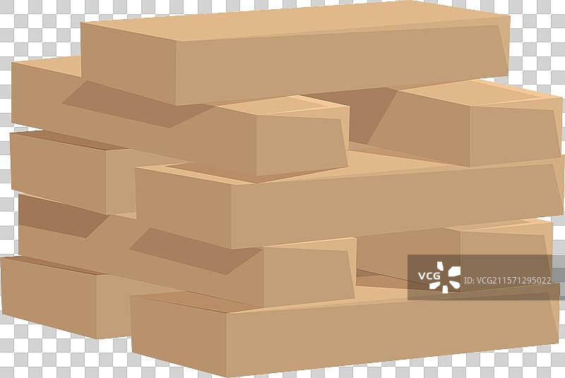 一堆纸箱摇摇欲坠地平衡着图片素材