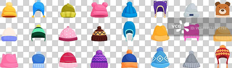 儿童毛线帽图标集，大量冬季帽子图片素材