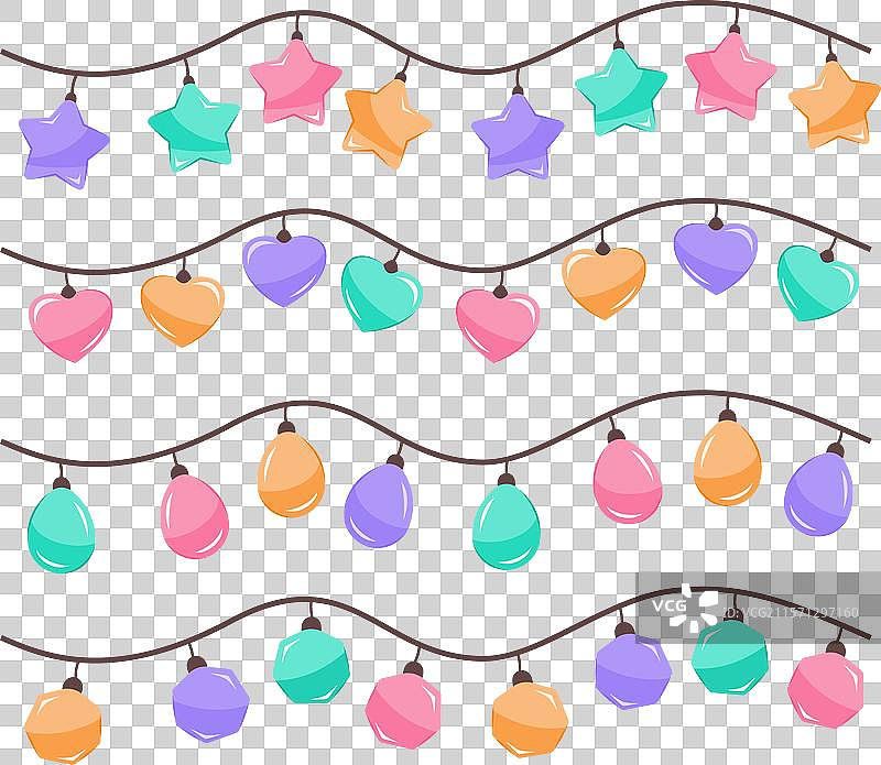 彩色节日串灯作为设计元素图片素材