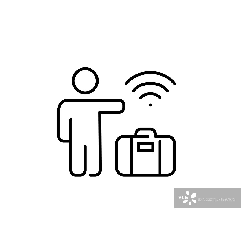 举手招出租车的人，手提公文包，旁边有WiFi符号图片素材