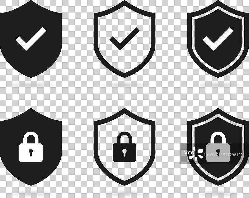 带有勾选标记和挂锁的安全盾牌图片素材