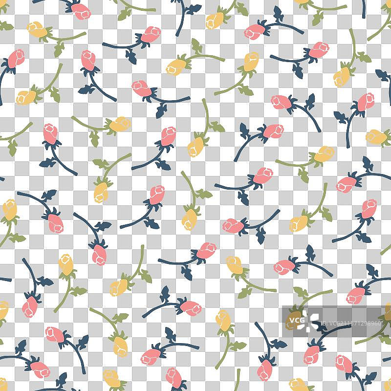 粉色和黄色花卉待绽放图案图片素材