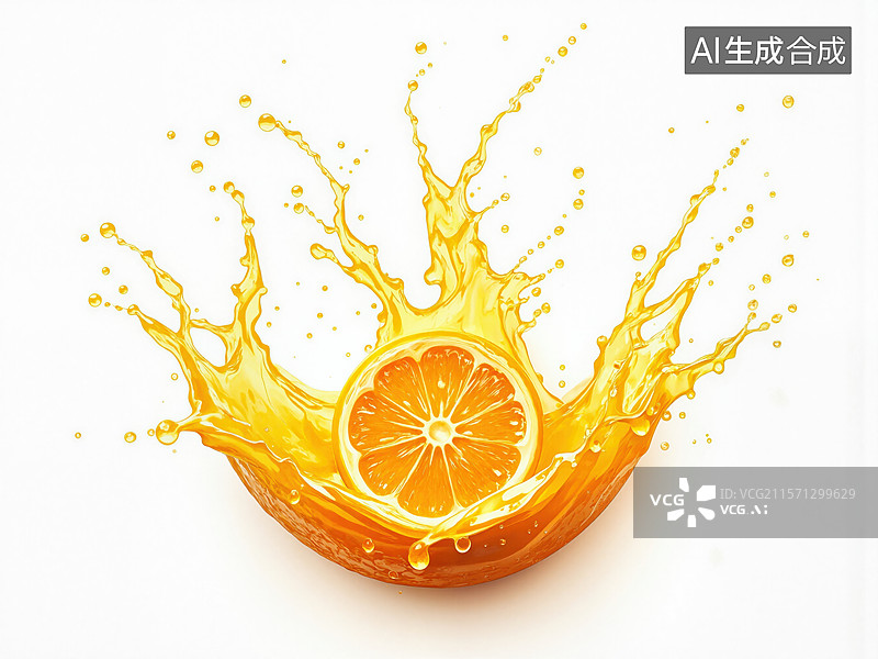 【AI数字艺术】橙汁飞溅瞬间图片素材