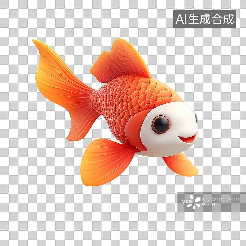 【AI数字艺术】橙色卡通金鱼图片素材