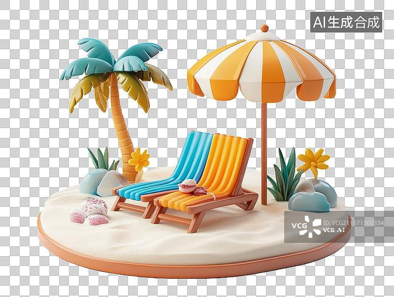 【AI数字艺术】沙滩度假场景模型图片素材