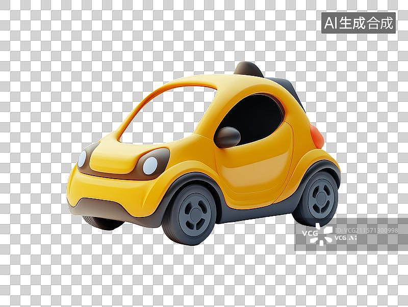 【AI数字艺术】黄色卡通风格小汽车玩具图片素材