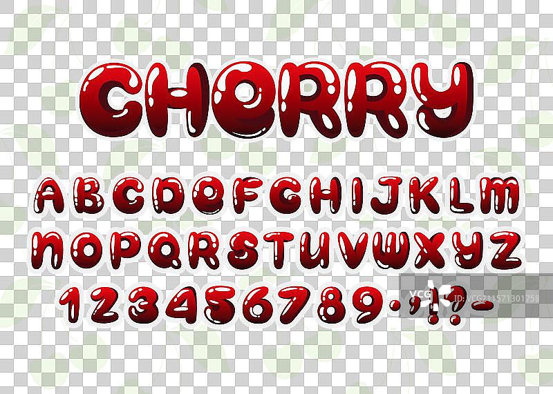 卡通气泡字母逼真的樱桃字体图片素材