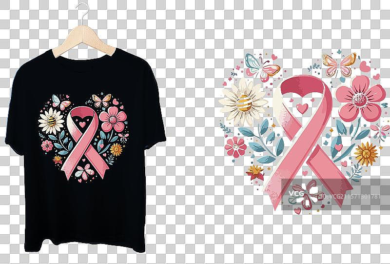 乳腺癌意识T恤图片素材