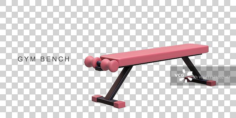 3D真实的红色健身长凳，背景为白色图片素材