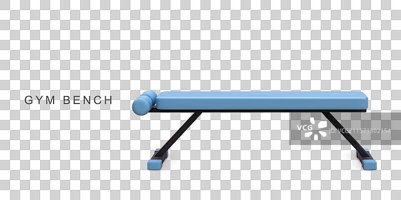 白色背景上的3D真实健身长凳图片素材