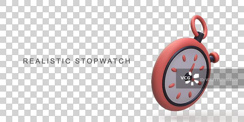 白色背景上的3D真实感红色秒表图片素材