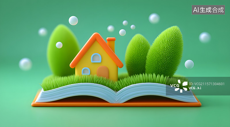 【AI数字艺术】绿色创新与未来教育的场景插图图片素材