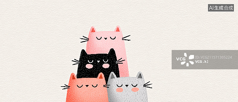 【AI数字艺术】叠叠乐萌猫插画图片素材