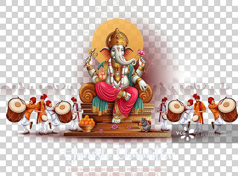 甘尼许节背景下的新迦尼萨神像图片素材