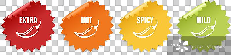 带有辣椒的逼真圆形贴纸图片素材